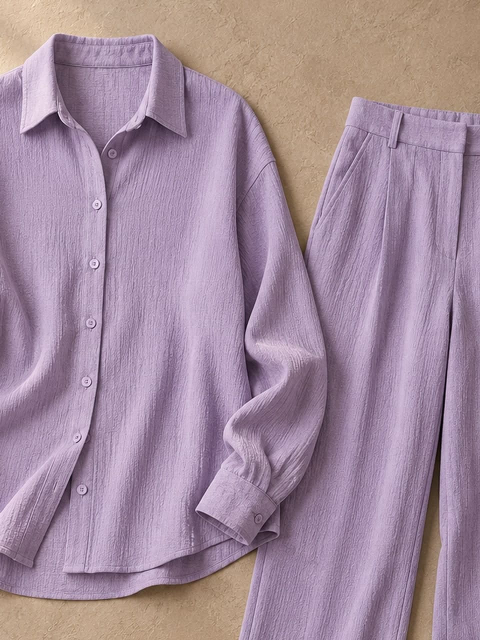 Cord-Set — Lavender — fabric and stitching detail