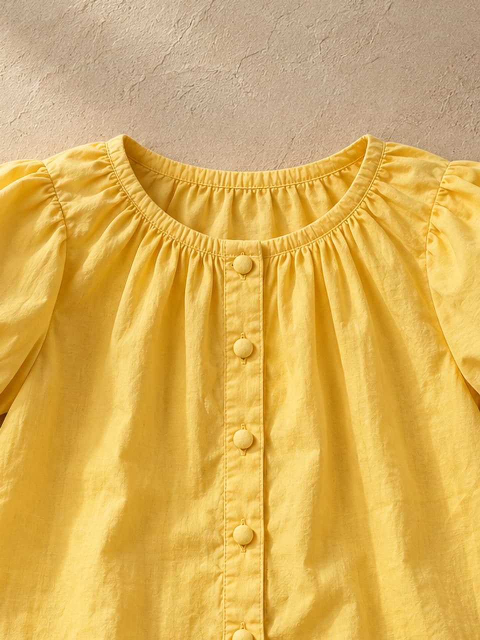 Girls Top — Sunny Yellow — fabric and stitching detail