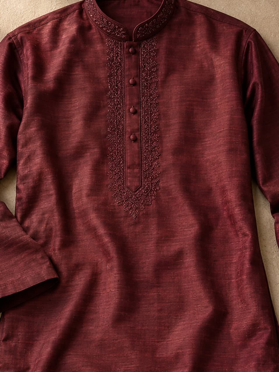 Premium Silk Panjabi — — fabric and stitching detail